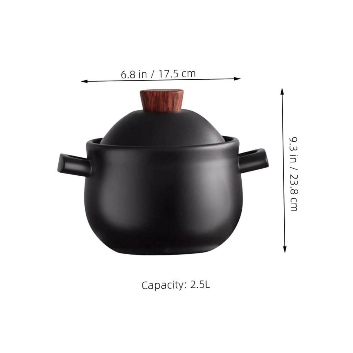 VICASKY Casseruola in Ceramica 2,5l con Coperchio Manico Ergonomico Pentola di Terracotta per Stufati e Zuppe Uso Domestico Cucina Essenziali