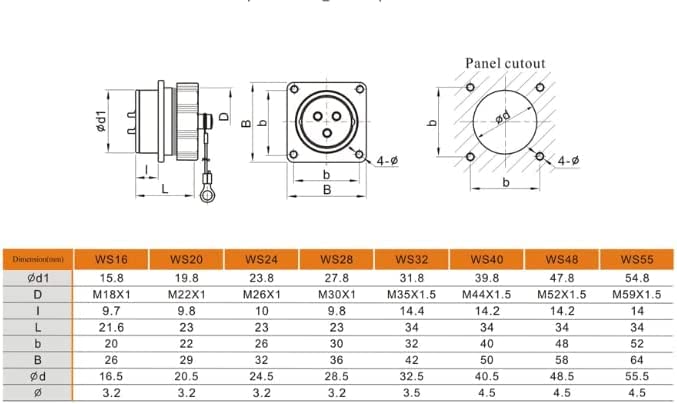 WEIPU WS28 28mm 16 Pin Panel Mount Waterproof Cable Connector - Foto 8