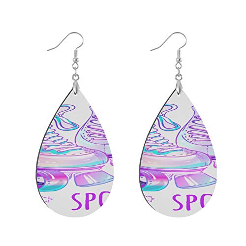 MOVTBA Cute Retro Roller Skates Drop Earrings for Women Fashion Painted Dangle Geometric Personalized Earing Water Drop/Leaf Earing for Women Lady Girls