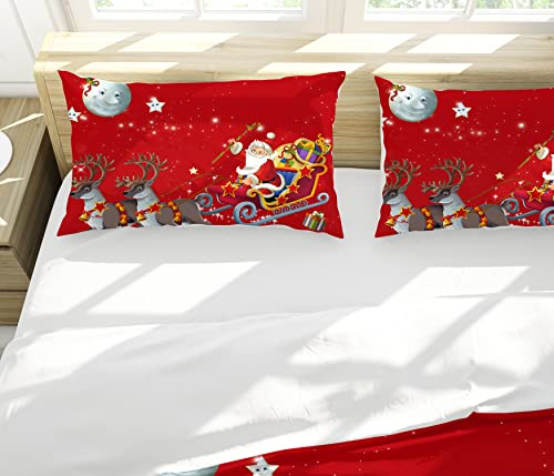 Bettbezug mit Weihnachten, Rentier, Weihnachtsmann, Schneemann, Bettbezug und Kissenbezug, Mikrofaser, für Kinder und Erwachsene (Weihnachten, Rentier, 135 x 200 cm) - Image 4