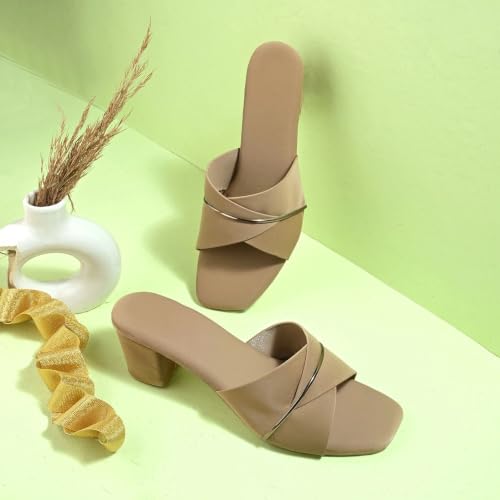 Image of Nowry Women's Chunky Block Heels | Women Comfortable Heel Fashion Sandals for Everyday, Party, Office, Wear