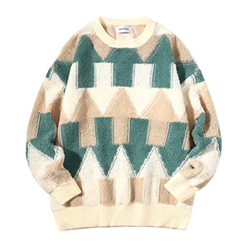 (Wool) Sweater Men Stripe Sweater Hip Hop Couples Pullover Knitwear Loose Fashion Casual Winter New Sweater Tops Sweater(A,XX-Large)