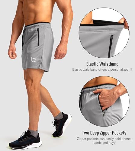 Image of G Gradual Men's Gym Workout Shorts Zipper Pockets 5 inch / 7 inch Quick Dry Breathable Runing Athletic Short for Men