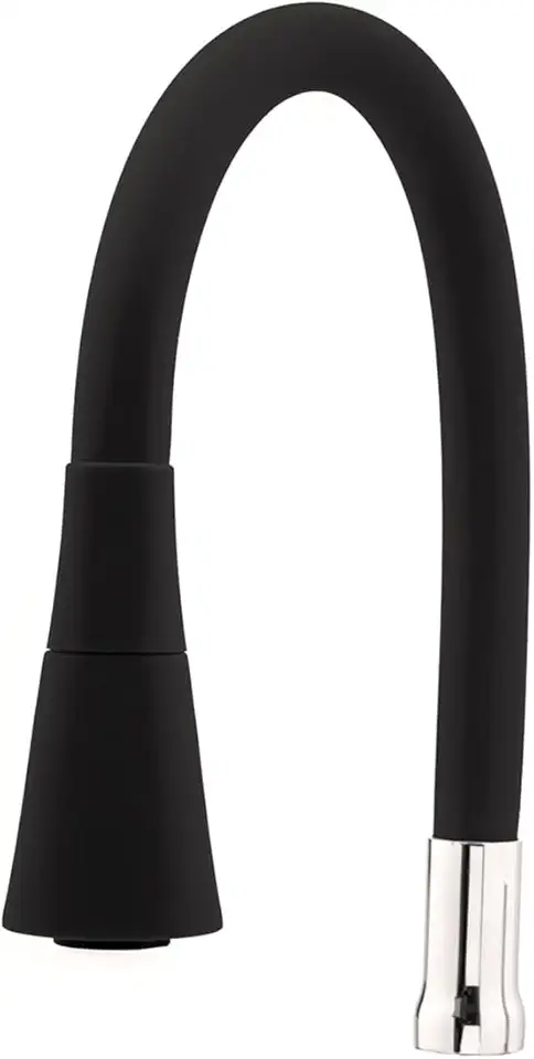 Tubo Flexível Gourmet Emborrachado 3/4 Completo Cone Preto Torneira Cozinha de Parede ou Mesa Arejador 2 Jatos Reposição