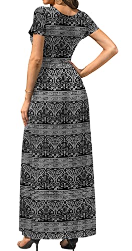 Image of DB MOON Womens 2026 Summer Maxi Dresses Casual Short Sleeve Empire Waist Spring Long Dress with Pockets