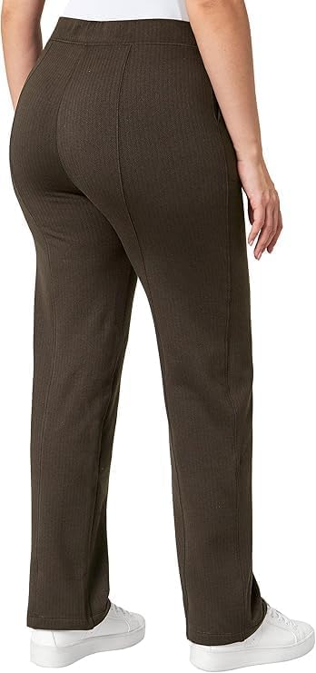 Mondetta Women's Pull-On Herringbone Straight Leg Pants with Pockets (US, Alpha,Large, Regular, Regular, Brown)4