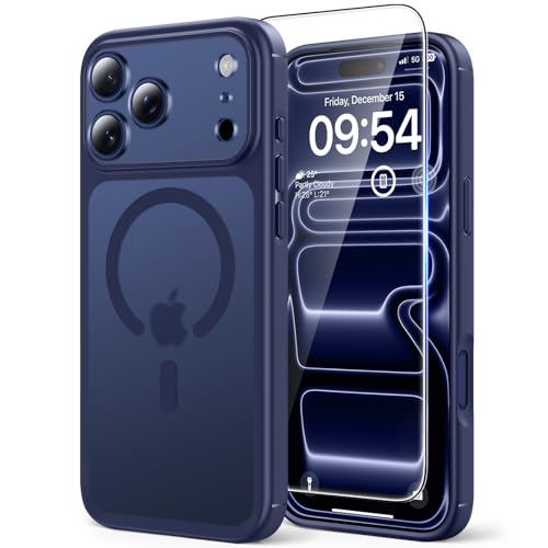 TAURI fĂĽr iPhone 17 Pro HĂĽlle 6,3" mit Schutzfolie - Matt Tiefblau