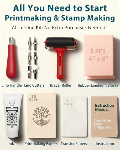 Linocut Starter Kit with Tools and Ink