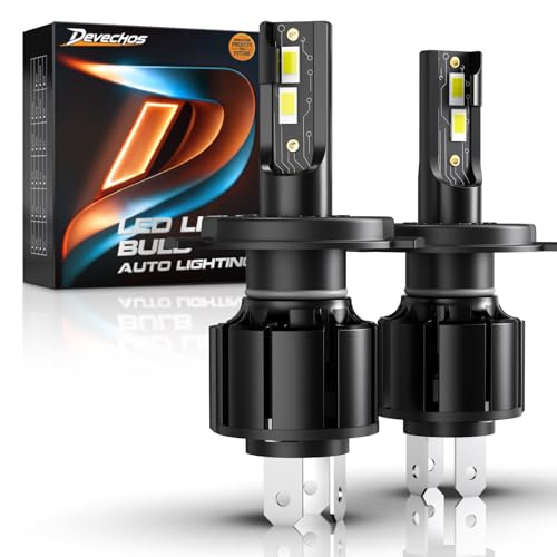 Devechos H4 LED Bombillas para Coches: HB2 9003 Lámparas Faros 55W 12000LM, Kit de Reemplazo Halógena/Xenón 6000K Blanco