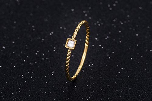 1/20CT Mini Princess-Cut Diamond Twisted Braided Band Stacking Minimalist Engagement Ring in 10k Gold, 0.06 CTTW3