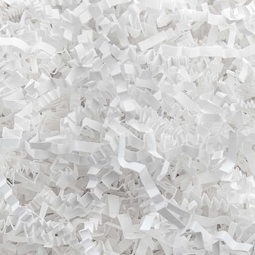 Caleihd 1/2 LB Crinkle Cut Paper Shredded Filler Paper for Gift Baskets Gift Box Confetti Paper Shreds Decoration Stuffing for Birthday Weddings Anniversaries Christmas Wrapping White