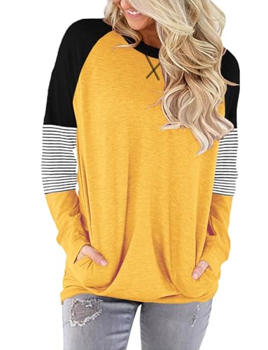 ONLYSHE Womens Crewneck Sweatshirt Casual Loose Fitting Tops Long Sleeve T Shirt
