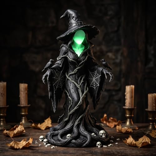 NAMTYQX Cracker Barrel Witch Statue Halloween Witch Decor Gothic Halloween Resin Figurine | Vintage Magician |Retro Magician Decor | Dark Fantasy Ornament | Nib Festival Collectible