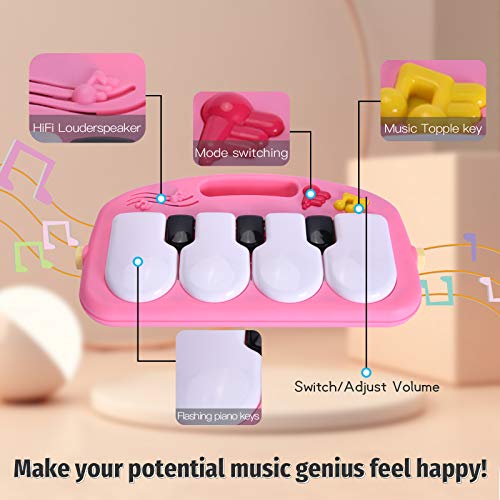 Hoopeum Baby Play Mat Toys for 0-3-6-12 Months,Activity Jungle Gym Playmat Tummy Time Mat with Piano,Newborn Infant Baby Boys Girls Musical Floor Play Kick