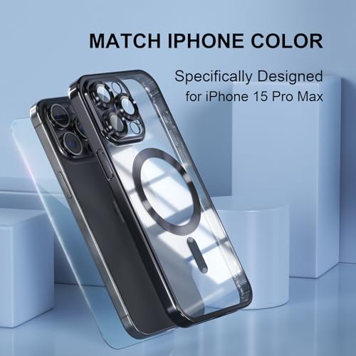 Image of Misea Magnetic for iPhone 15 Pro Max Case Compatible with MagSafe Black