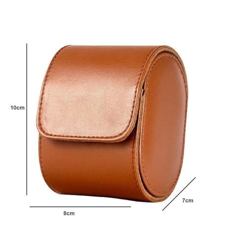 Image of Zollyss Zolyss Luxury Watch Travel Case, Brown Leather, Roll Organizer with Snap Closure (1 Slot)