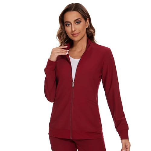 COZYFIT Scrub Jackets for Woman, Zip Front Nurse Jacket, 4-Way Stretch Fabric