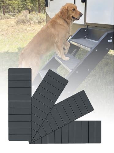 RV Step Covers 4 Pack 24 x 7.5 Upgraded 6mm High-Density EVA Foam Stair Treads Anti-Slip Waterproof Self-Adhesive Camper Step Mats Trimmable RV Step Rugs for Trailers and Motorhomes (Dark Gray)