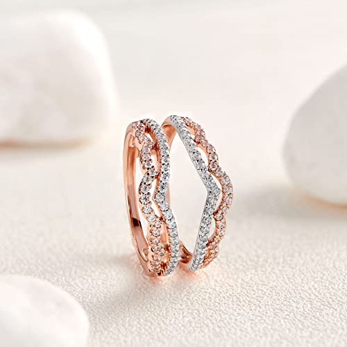 Newshe Jewellery AAAAA Cz Wedding Ring Enhancer Guard for Engagement Rings 18K Rose Gold 925 Sterling Silver Size 5-103