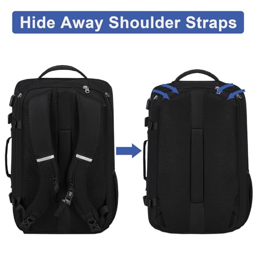 Image of Travel Backpack for Men 40L, TSA Flight Approved Carry On Backpack with Rain Cover, 17inch Travel Laptop Backpack with USB Charging Port, Extra Large Luggage Suitcase Daypack Weekender Bag, Black