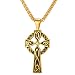 U7 Men 18K Gold Plated Irish Knot Viking Jewelry Black Enamel Antique Cross Pendant Necklace