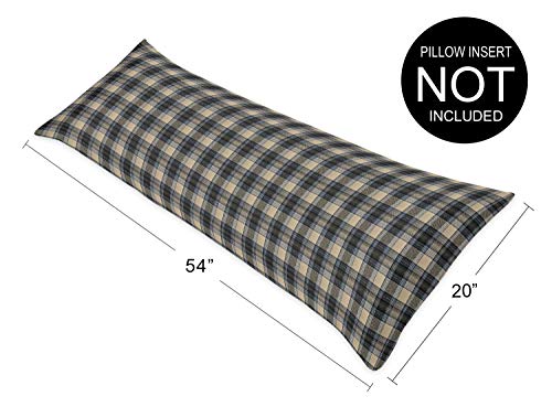 Image of Sweet Jojo Designs Blue and Tan Woodland Plaid Flannel Body Pillow Case Cover for Rustic Patch Collection (Pillow Not Included)