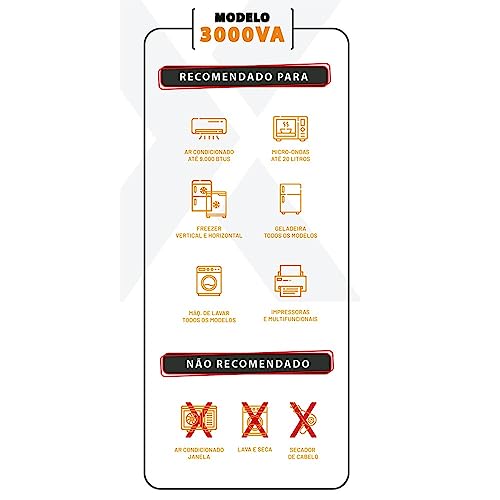 Transformador de voltagem 3000 VA tomada tripolar 20A bivolt - Tecno - Fiolux (110V/220V)