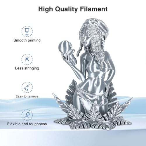 Image of 6 Colors Silk PLA Bundle 1.75mm | 6-Pack(1Kg per Spool,6Kg Total),Multicolor High-Speed Flow 3D Printer Filament Bundles(Blue,Red,Green,Purple,Gold,Silver) for Most FDM 3D Printers & 3D Pens