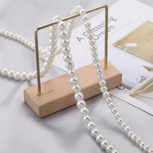 RWQIAN Naszyjnik z pereł dla mężczyzn i kobiet, 6 mm/8 mm, biały łańcuszek ze sztucznych pereł, choker, naszyjnik, perły, biżuteria, 40/45/50/55/60 cm, Stal nierdzewna