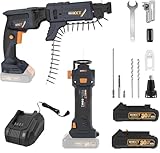 MAXXT 20V Brushless Drywall Screw Gun (Tool Only) – 2-in-1 Screwdriver & Router, 0-5 000 RPM, One-Hand 25-57 mm Quick-Set, 360° Rotating Head, Tool-Free Depth, Drywall Cut-Out Bit Included