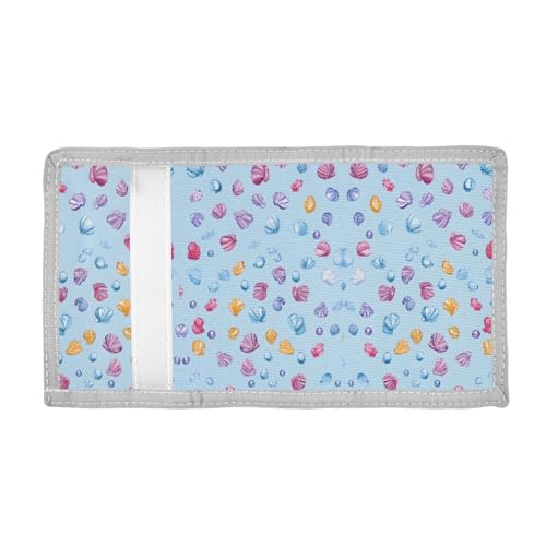 ALAZA Kids Wallets for Boys Girls Toddler Trifold Wallet Children Small Colorful Shell Gem Blue with Zipper Coin Pocket2