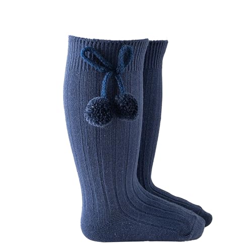 2025 Calcetines sólidos de rodilla alta para bebés, niñas, niños, media longitud de pantorrilla, calcetines cálidos para niños, marine, 12 24 meses