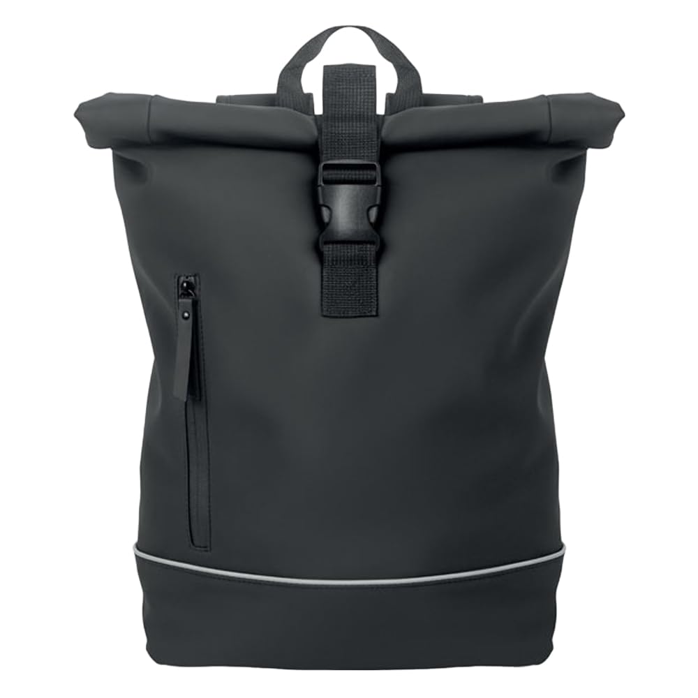 Midocean Men's Black Laptosa Roll Top Pu Laptop Backpack (One Size) (Black)