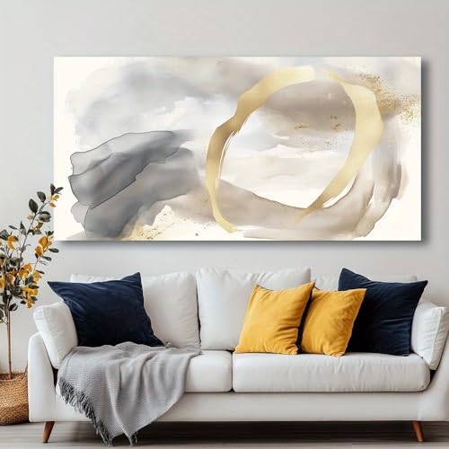 Tableau abstrait moderne doré grand format pour habiller un mur