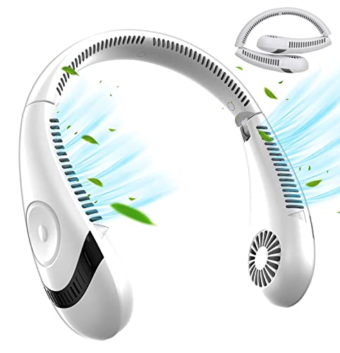 MWDOCTOY Tragbarer faltbarer Hals- Ventilator- 5000 mAh wiederaufladbarer Akku, 3 Geschwindigkeiten, 360° Kühlluftstrom- Freisprecheinrichtung, tragbare persönliche Ventilatoren- USB- betrieben