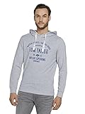 Rippbündchen TOM TAILOR Herren 1020918 Logo-Print Hoodie Kapuzenpullover, 15398-Light Stone Grey Melange, M