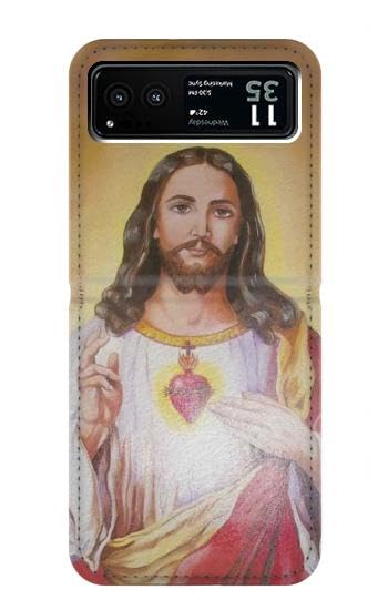 Étui Motorola Razr 40 Jesus housse cuir idéale pour vos sorties en ville