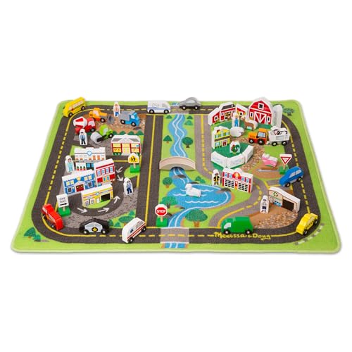 Melissa & Doug tapis de route durable en tissu robuste et jouets en bois massif