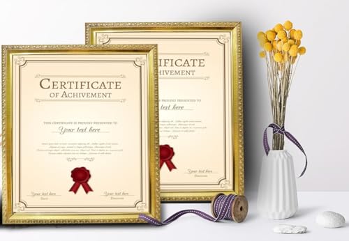 Image of A4 Size Certificate, Document Photo frames set of 2 For Home Decoration, Living Room, Office Decoration, painting & gift in awards frames size (8.2 x 11.6 inch)dot pattern golden color