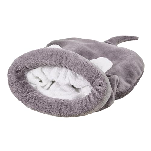 Cama para gatos cómoda de felpa suave y saco de dormir térmico para mascotas de interior 2