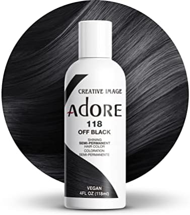 Adore Semi Permanent Hair Color - Vegan and Cruelty-Free Black Hair Dye - 4 Fl Oz - 118 Off Black (Pack of 1)