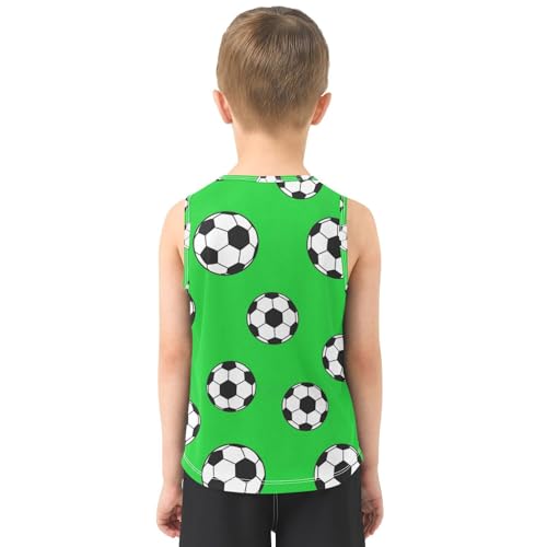 J JOYSAY Cartoon Soccer Green Boys Tank Top Sleeveless Muscle Shirts Quick Dry Active Sport Workout Kids T-Shirts 3-15T3