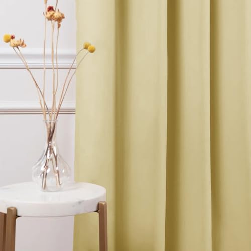 Image of HOMEMONDE Window Curtains 6 Feet Set of 2 - Thermal Insulation, Room Privacy Blackout Curtain with Black Backing, Rod Pocket & Fade Resistant Drapes - (72 Inch, Golden)
