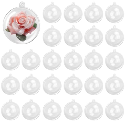KUKLIPJIM 180 Pcs 2.36 Inch Clear Plastic Fillable Balls, Christmas DIY Fillable Ornaments Balls, Plastic Ornaments Ball for Christmas, Holidays, Weddings, Parties, and Home Decor