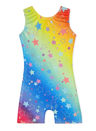 Leotards for Girls Gymnastics Toddler Dance Biketards Mermaid Unicorn Athletic Dance Wear Shiny Rainbow Blue Hotpink