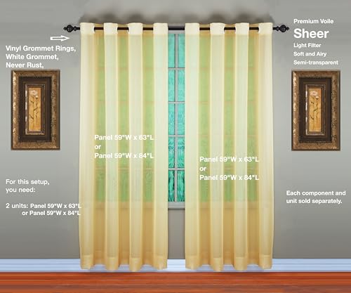 Image of Today's Curtain, Emelia Grommet Sheer Panel 84 inch Gold, 59 inch W x 84 inch L