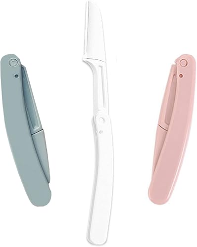 MICPANG Maquinilla de afeitar de cejas plegable recortadora de cejas para hombres y mujeres, 3 piezas