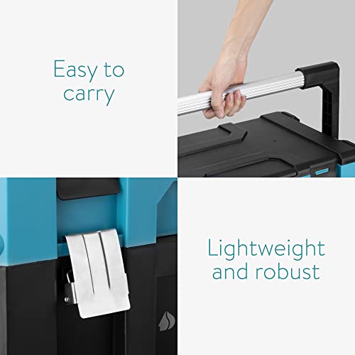 Navaris Cantilever Tool Box - Plastic Toolbox W/Adjustable Dividers And Metal Latches - Portable Organizer Storage System For Tools - Black/Orange #TOP3