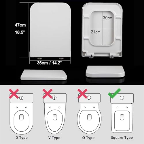 Abattant de toilette carré à fermeture lente facile à nettoyer modèle 04B - 4