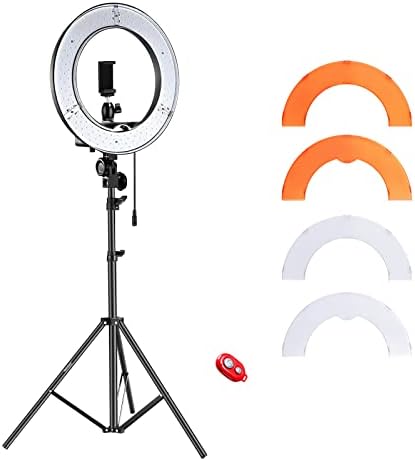 Neewer RL-12 LED Ring Light 14" outer/12" on Center with Light Stand, Color Filter, Phone Holder for Makeup, YouTube, TikTok, Camera/Phone Video Shooting